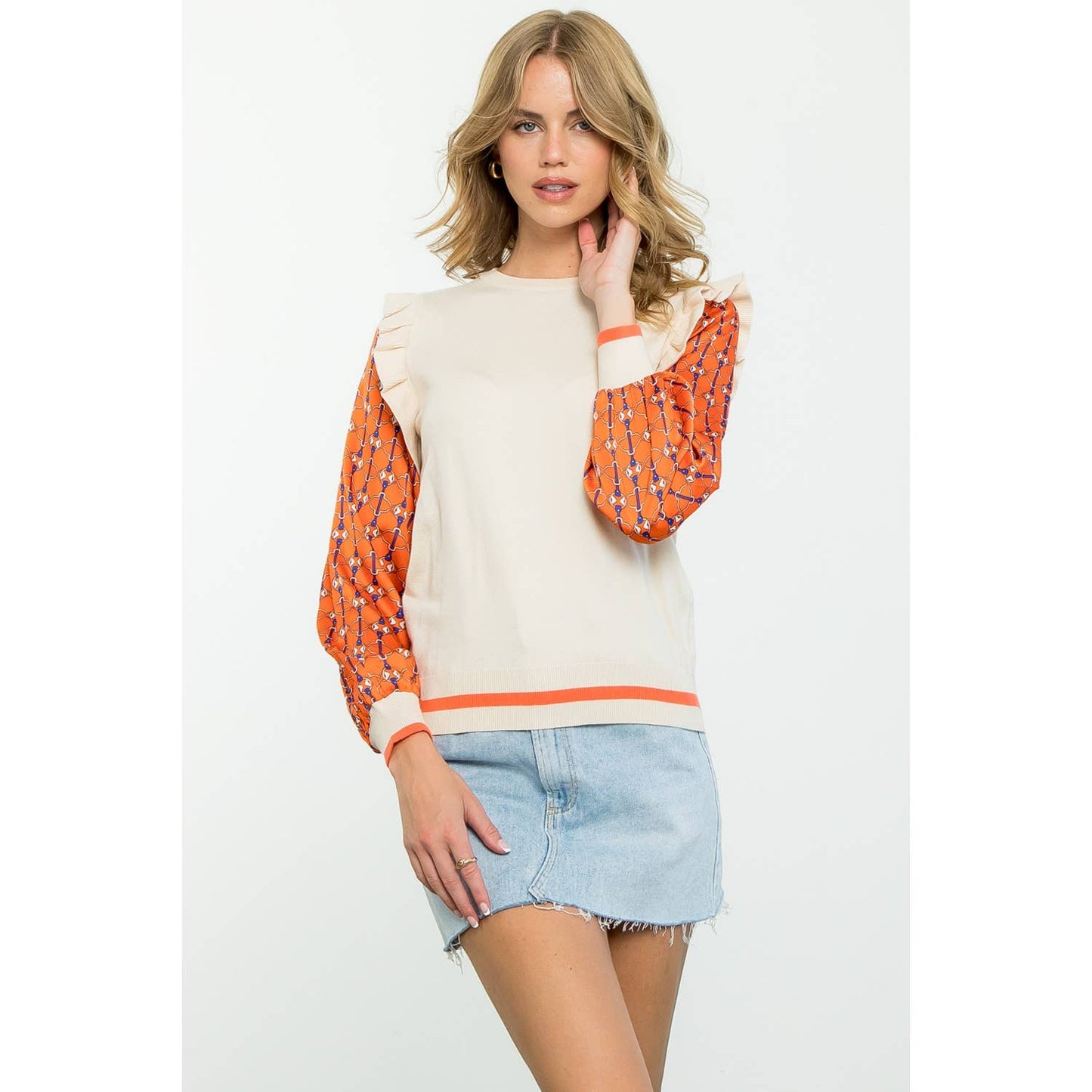 Mixed Media Long Sleeve Top