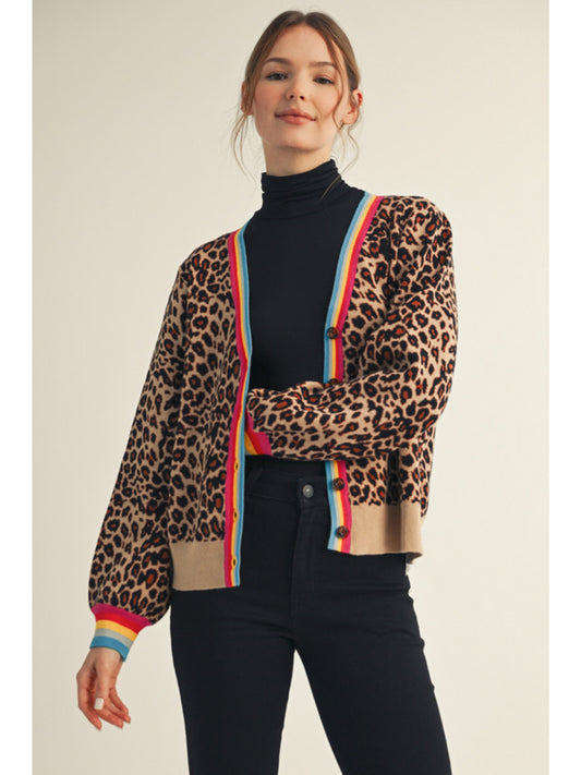 Jodifl Leopard Jersey Stripe Cardigan