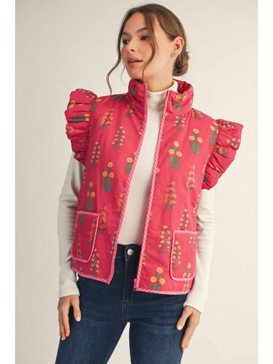 Jodifl Magenta Ruffle Vest