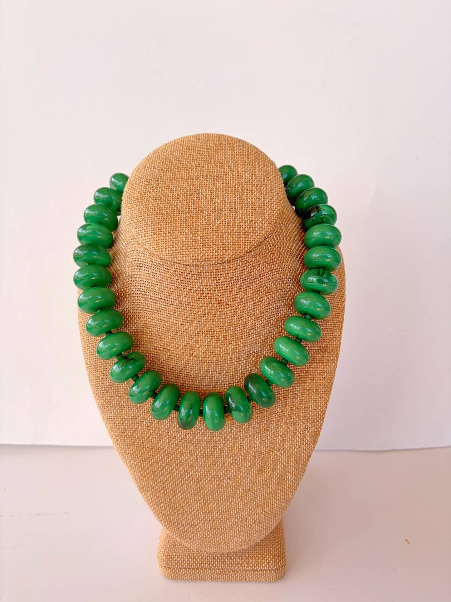 The Katie Kollective - The Rory — Emerald Green Large Rondelle Beaded Necklace