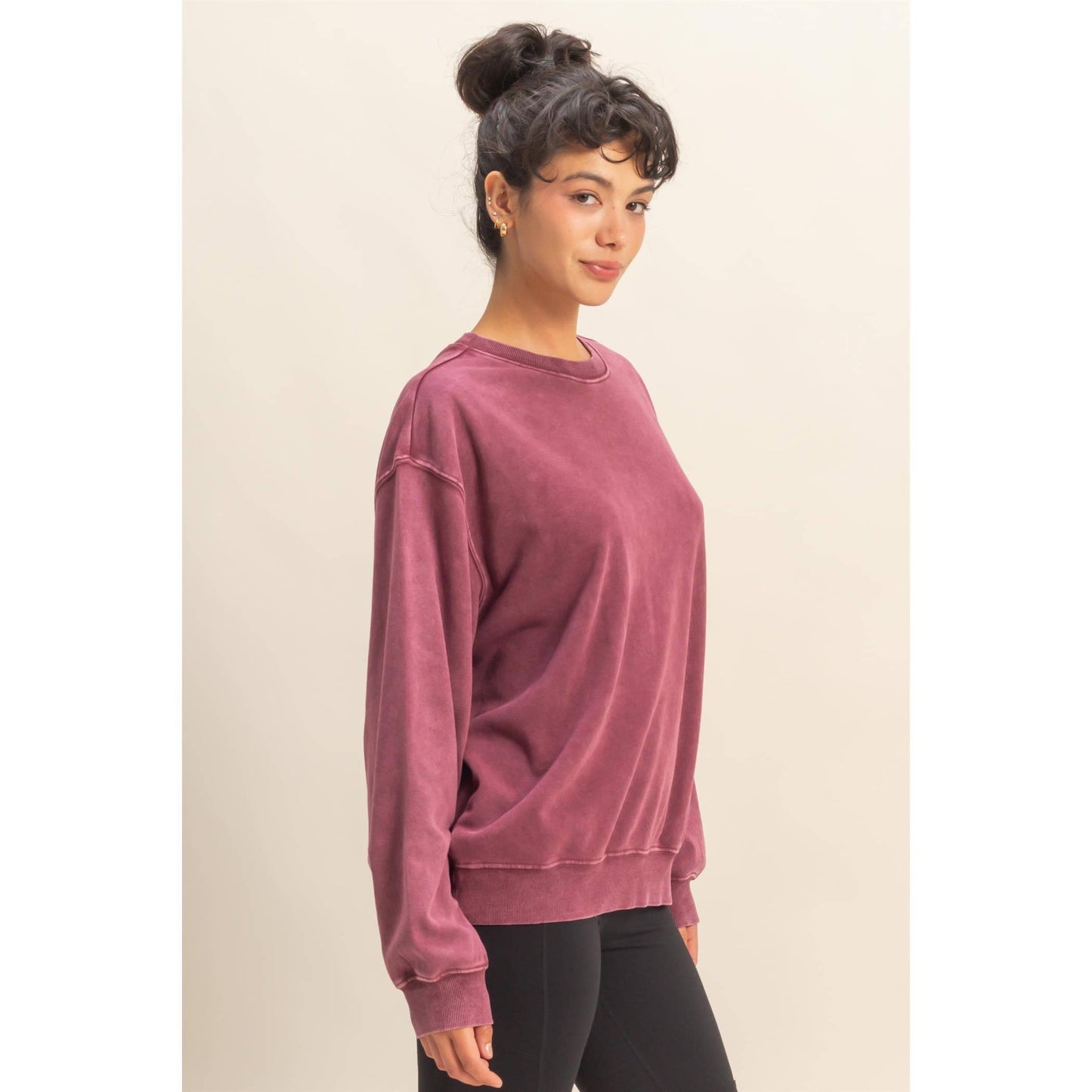 Oversized Mineral Washed Sweatshirt Chestnut