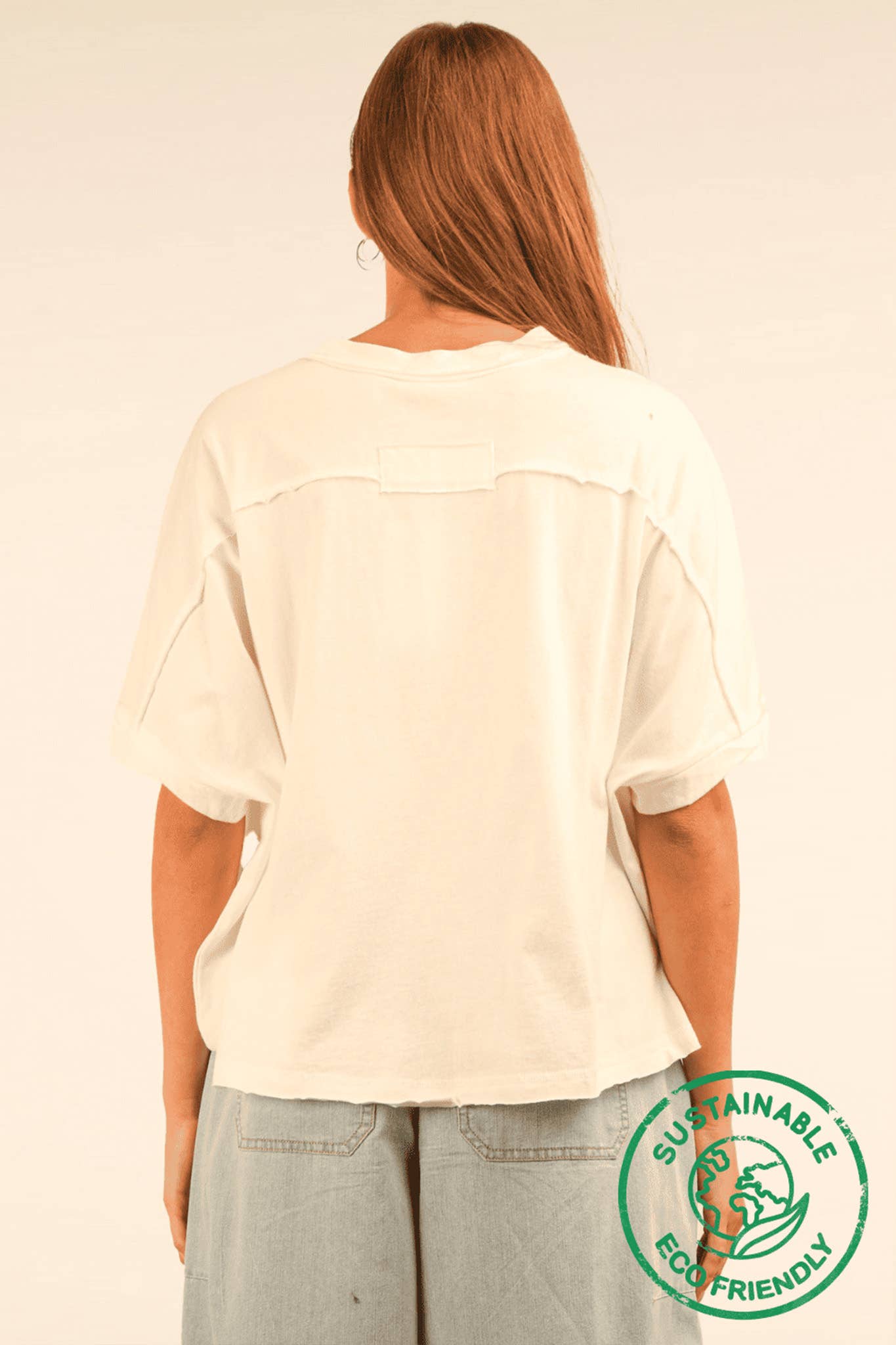NT12068-ECO Oversized Crop Comfy Knit Top White