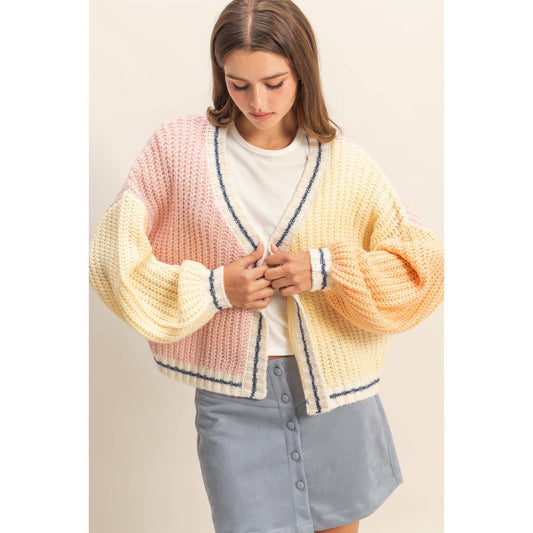 Oversized Color Block Cardigan
