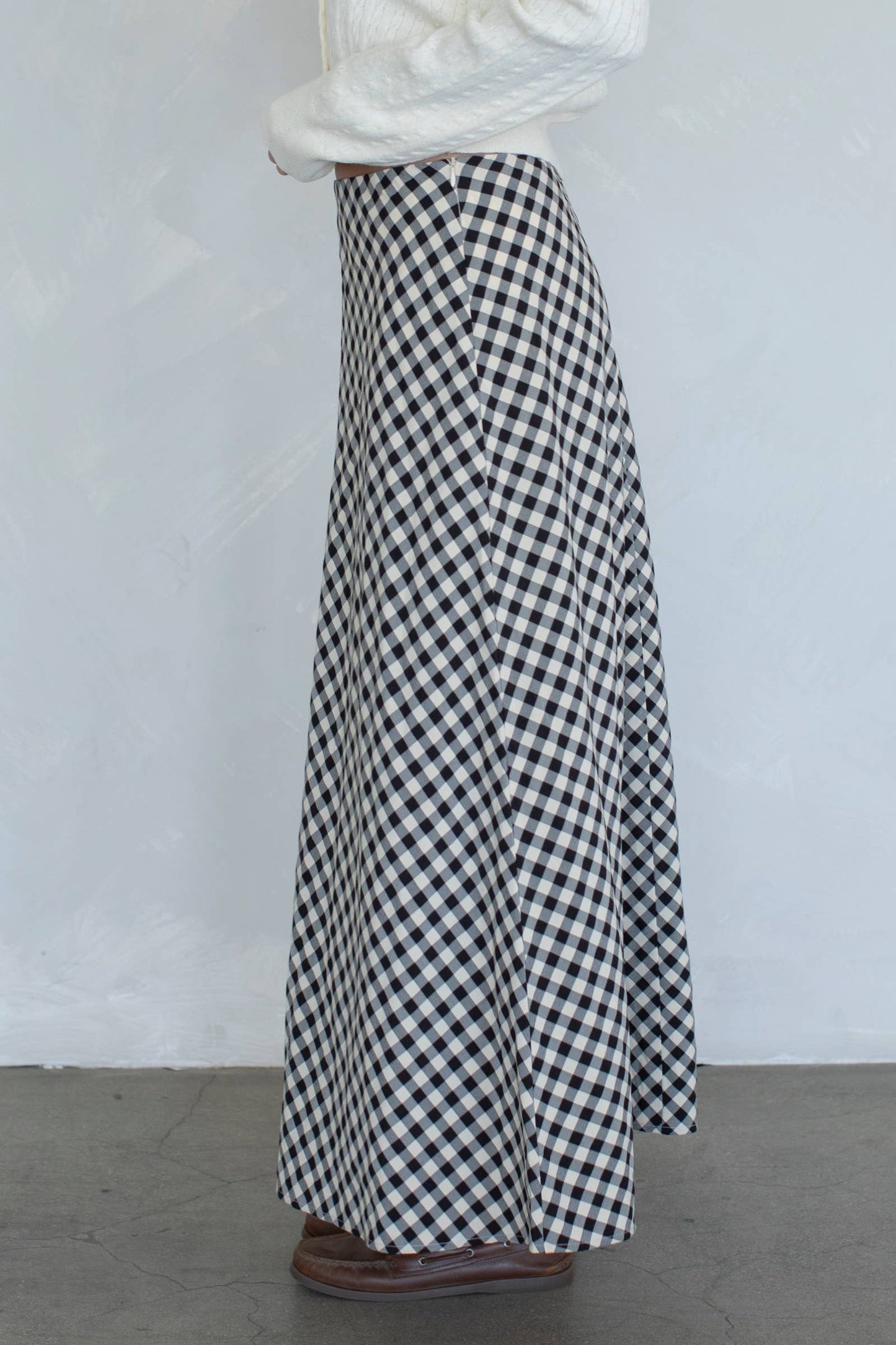 Gabriela Black and Ivory Gingham Skirt