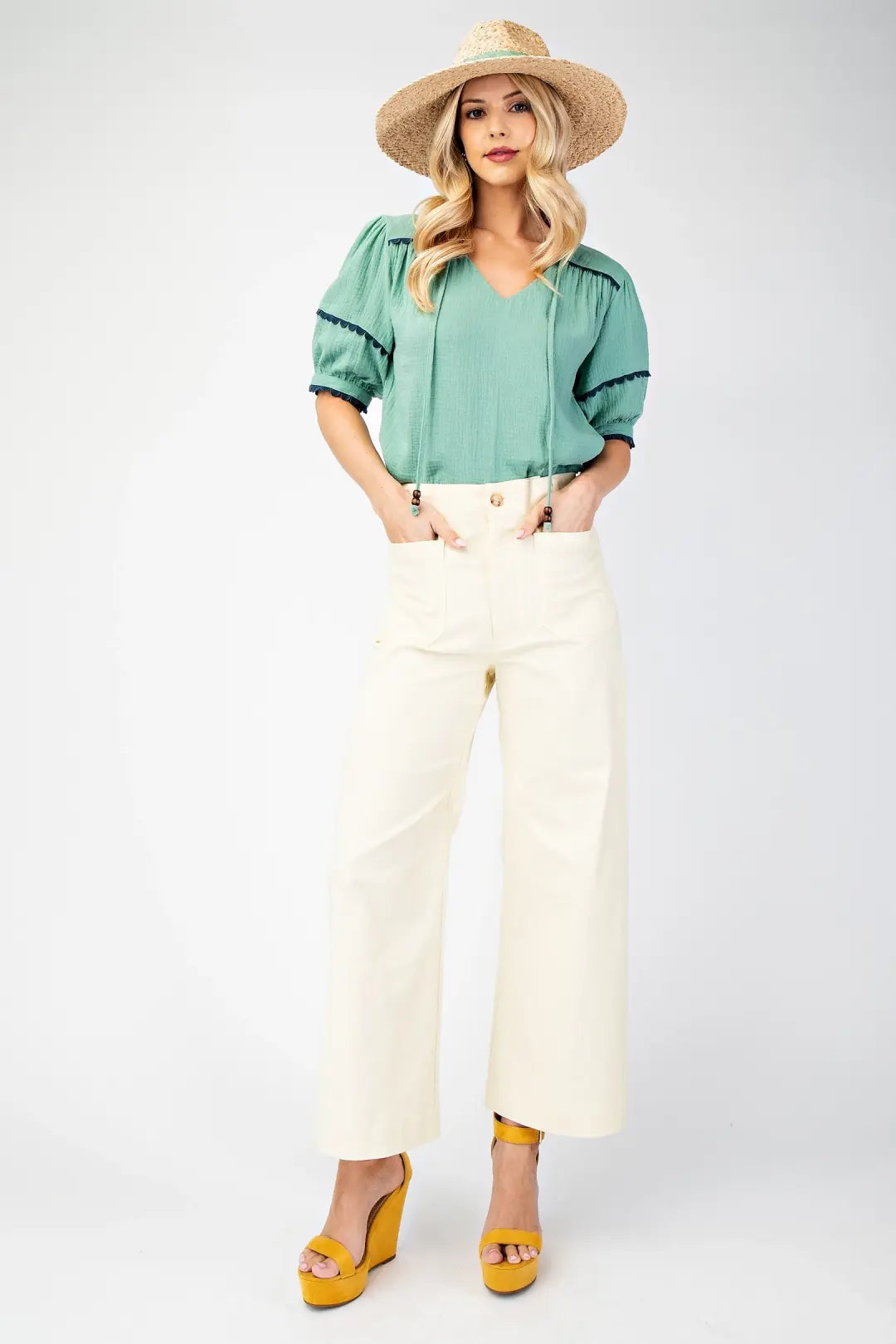 GiGio Honey Ankle Cropped Summer Pants (TG1175)