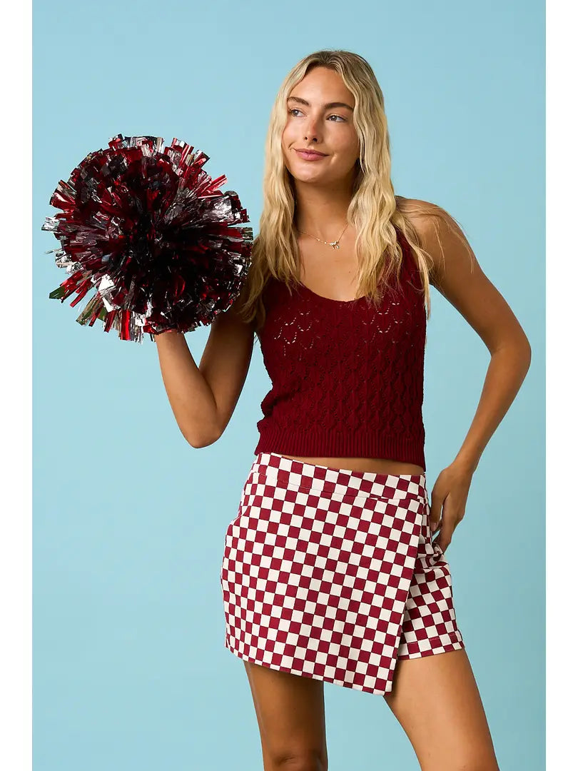 Mittoshop Crimson Game Day Checkered Mini Skort