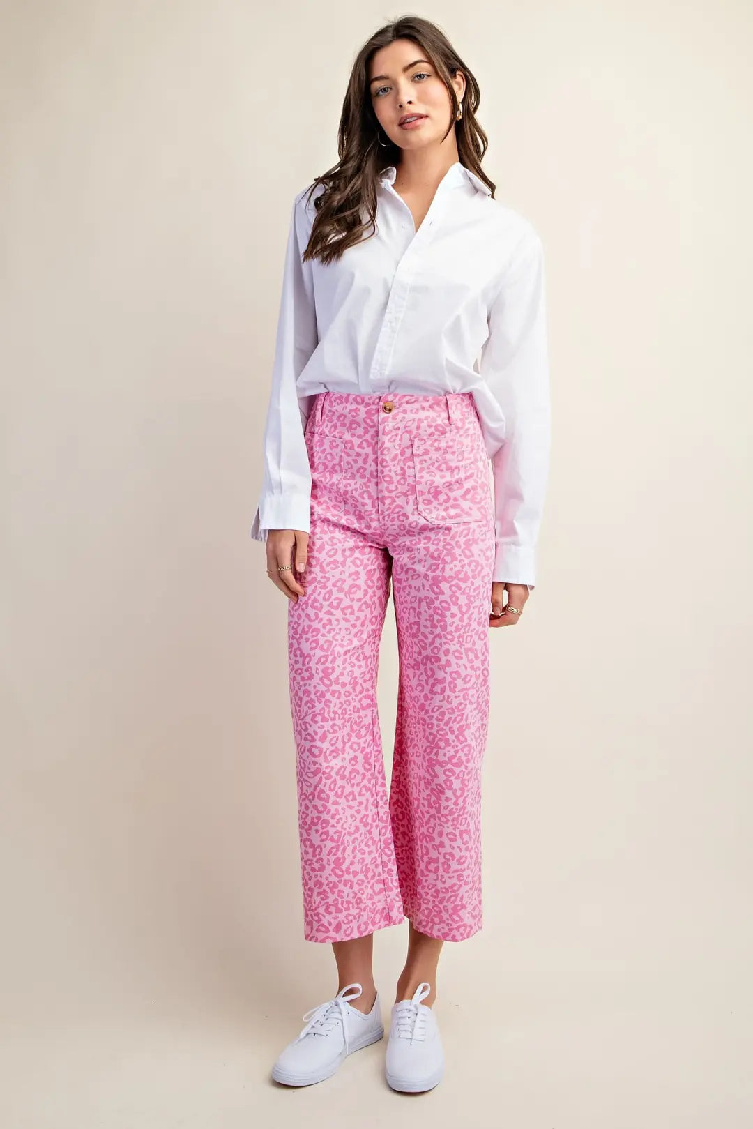 Gigio Pink Leopard Cropped Pants