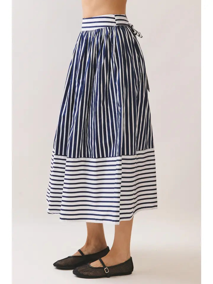 Pretty Follies Navy Striped Tie Skirt