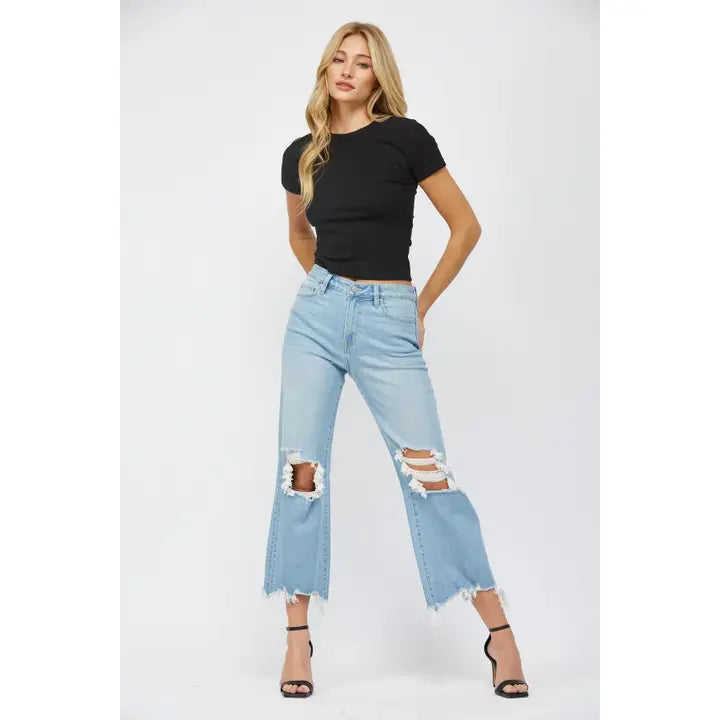 Mica Denim Dusty Indigo 90's Vintage Crop Flare Jeans
