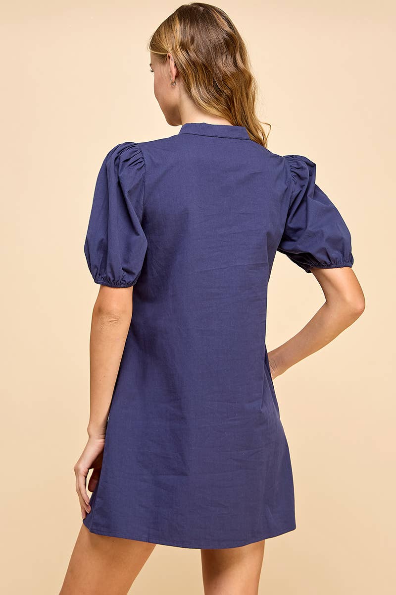 TCEC Split Crew Neckline Scalloped Detail Dress