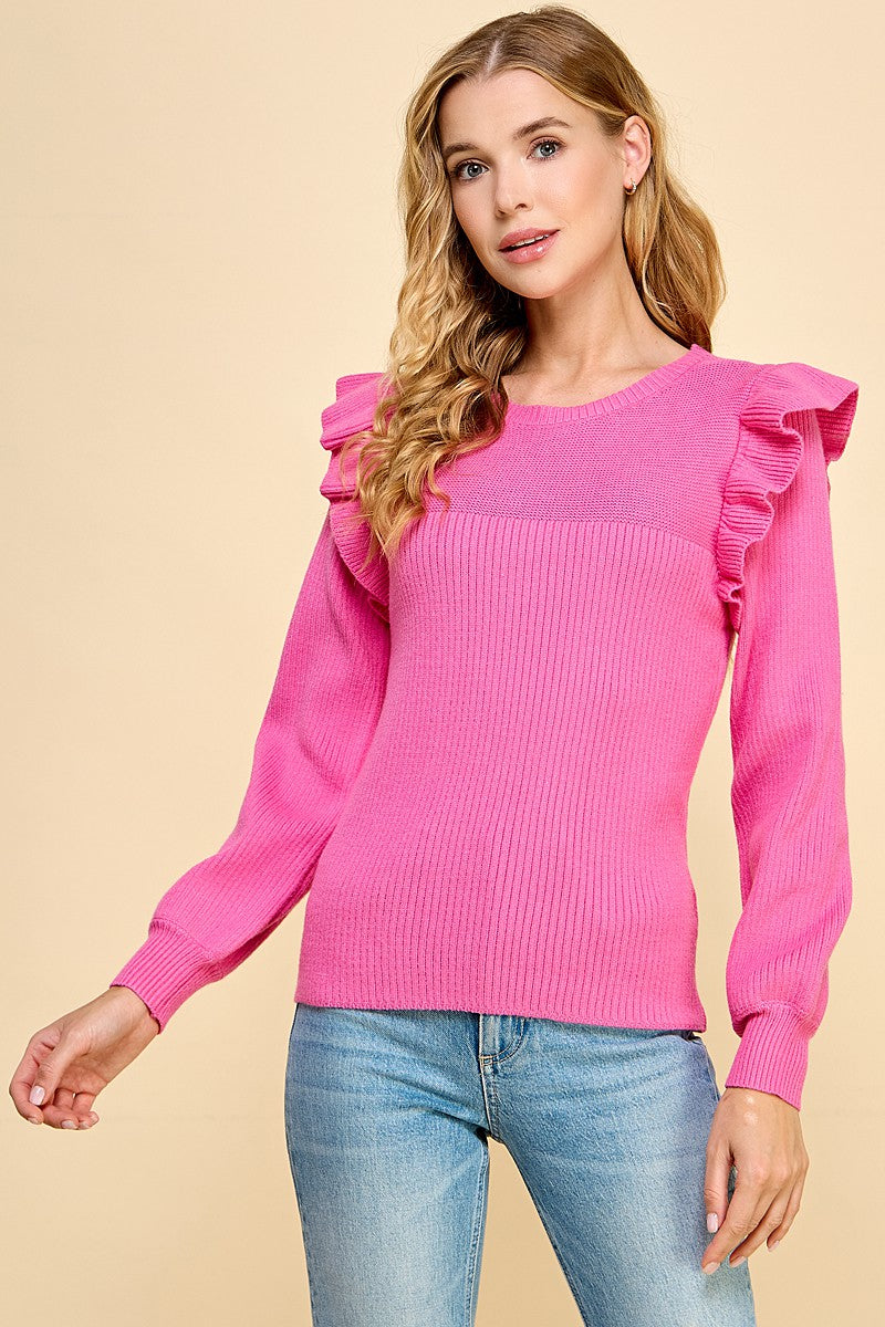 Pink Ruffle Sweater