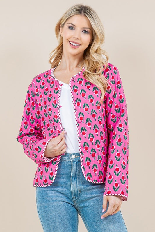 Flower Printed Quilted Jacket