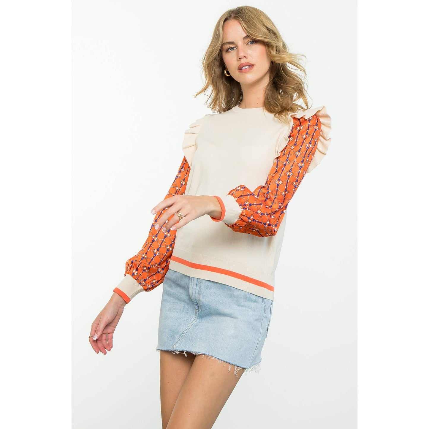 Mixed Media Long Sleeve Top
