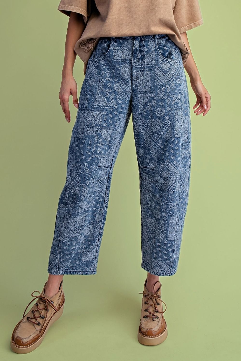Easel Jacquard Denim Barrel Pants (SB600109)