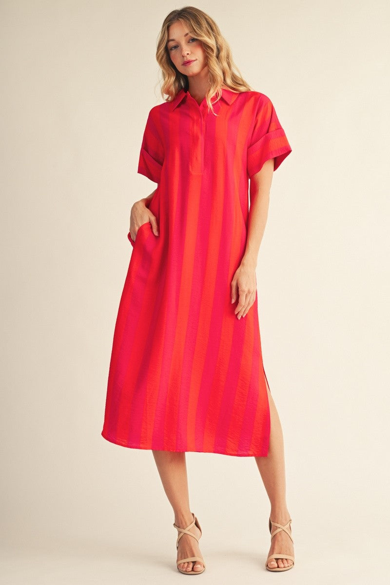Jodifl Orange Stripe Midi Dress (G16655)