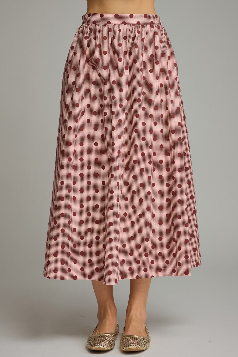 Entro Burgundy Polka Dot Skirt (S32861)
