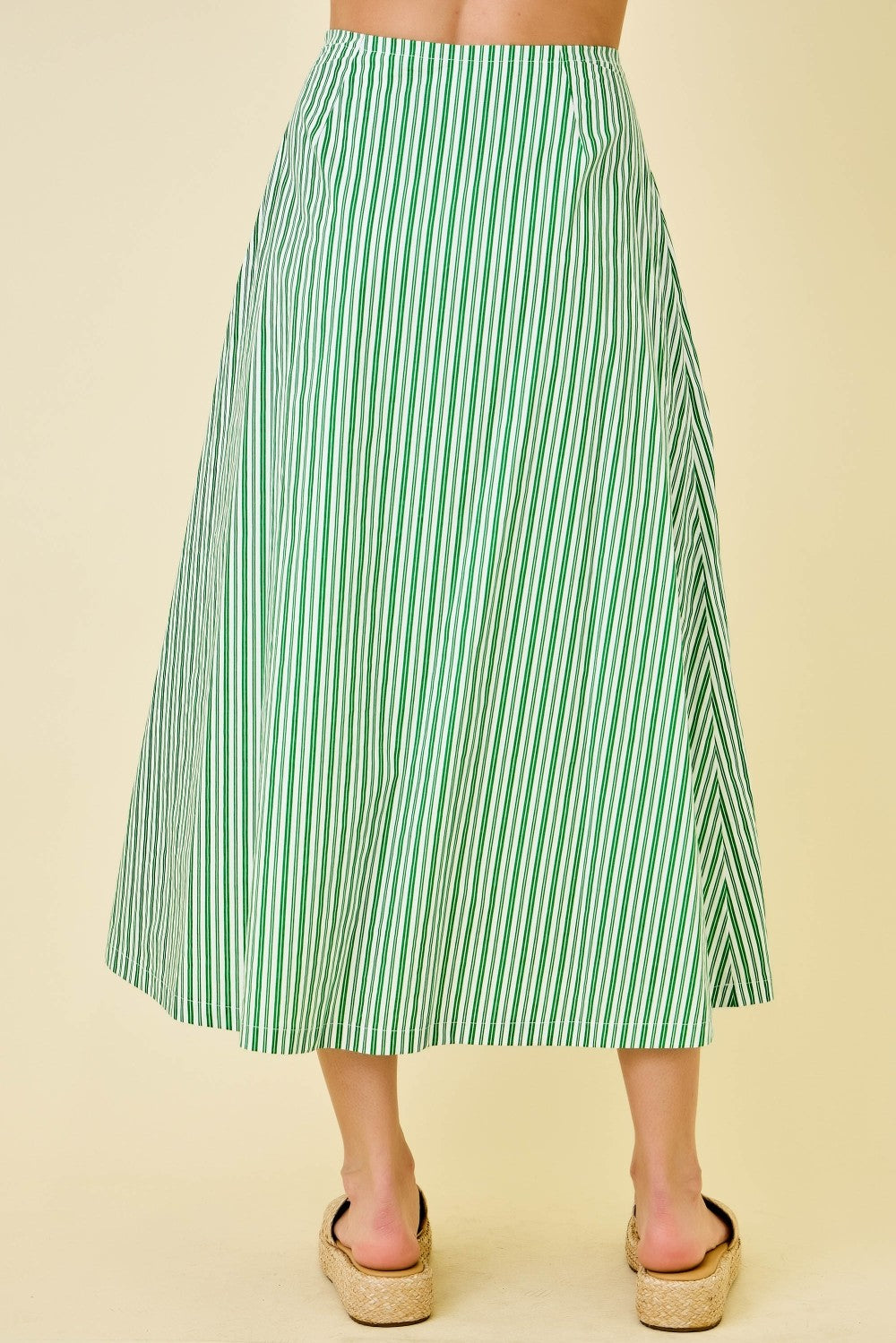 Day + Moon Green Striped Maxi Skirt