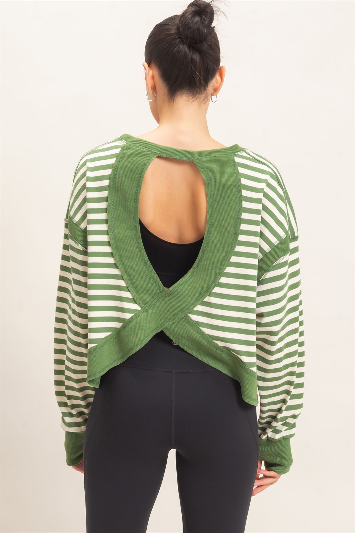 HYFVE Green Striped Long Sleeve Top (HF26C908)