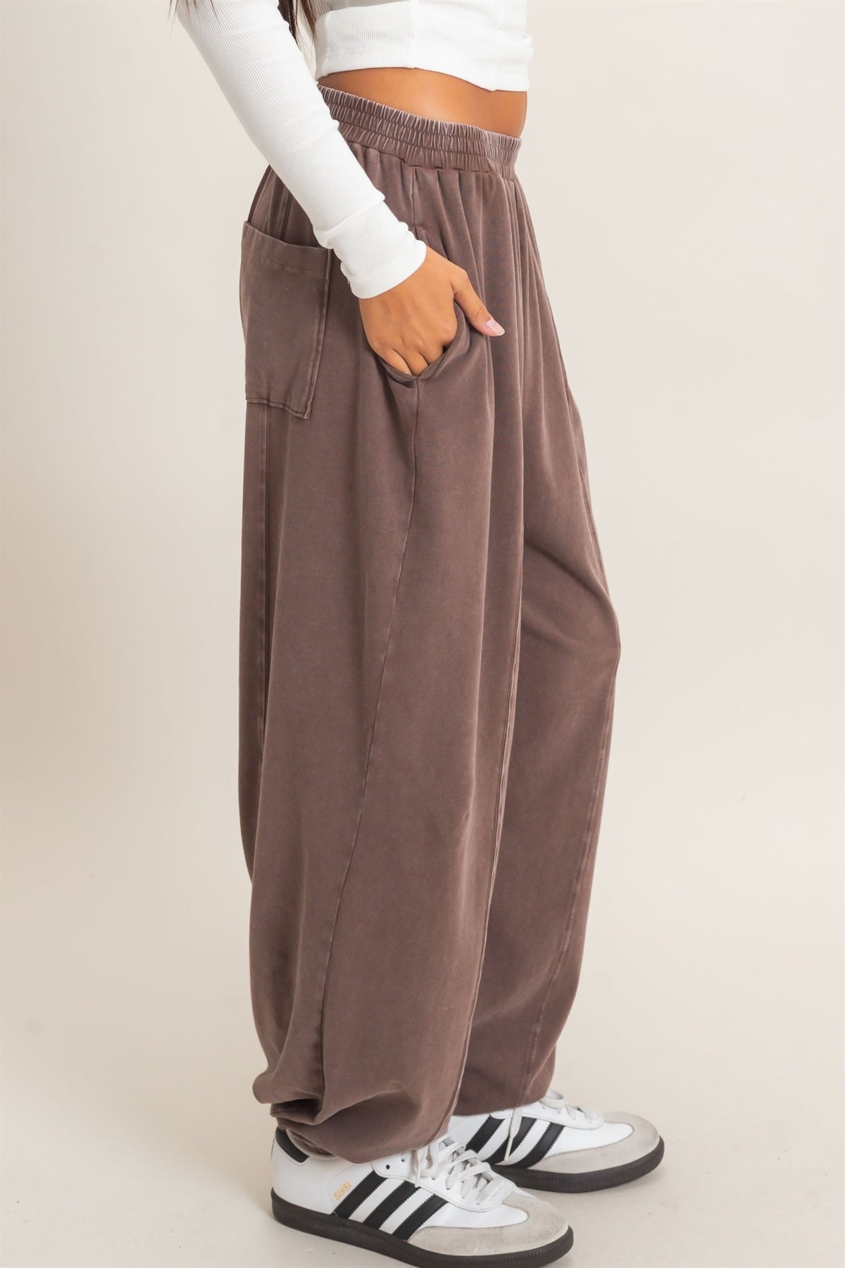 HYFVE Dark Brown Puff Sleeve Sweatshirt & Jogger Lounge Set (DZ26F402) (DZ26F405)