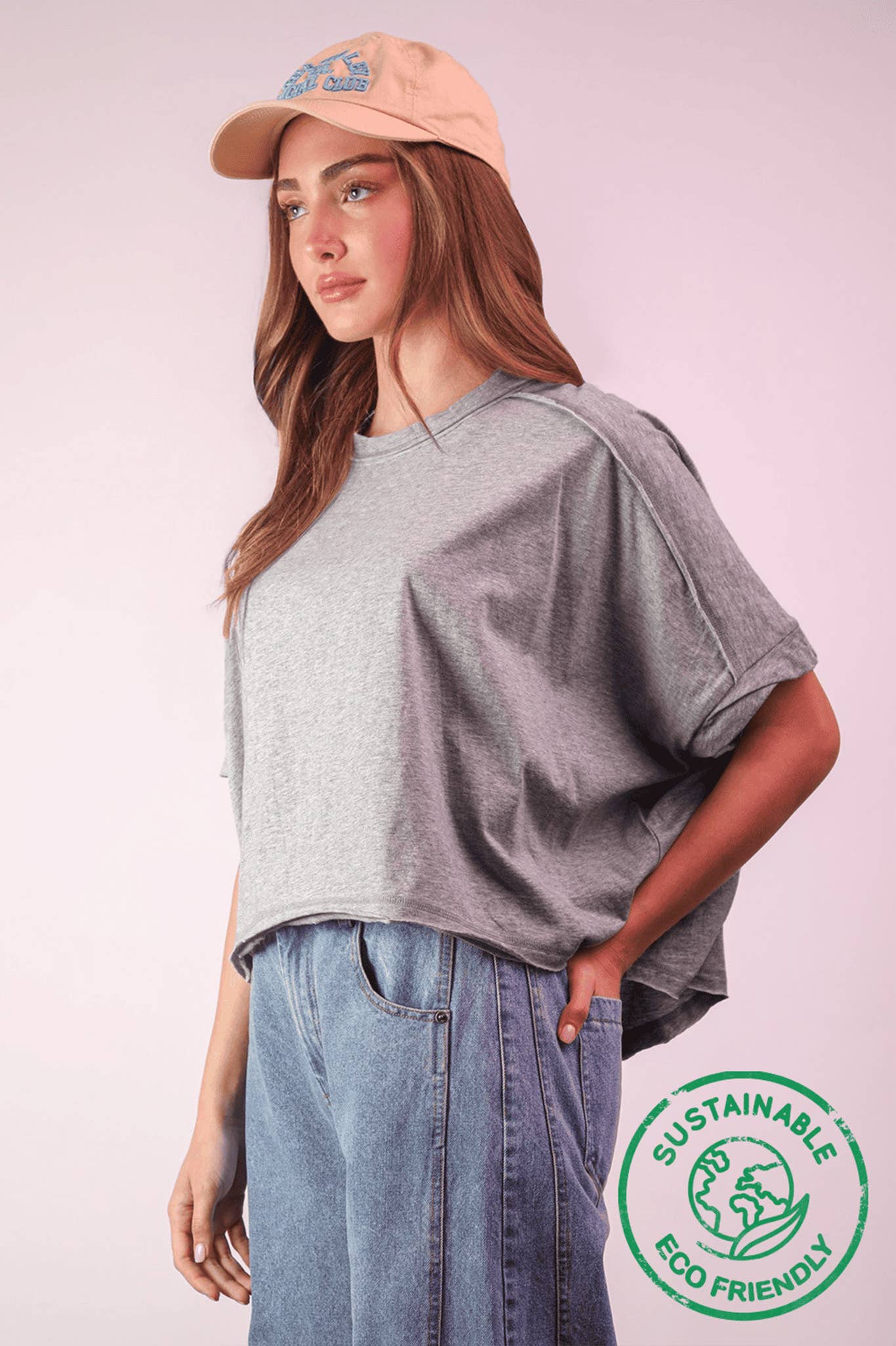 NT12068-ECO Oversized Crop Comfy Knit Top White