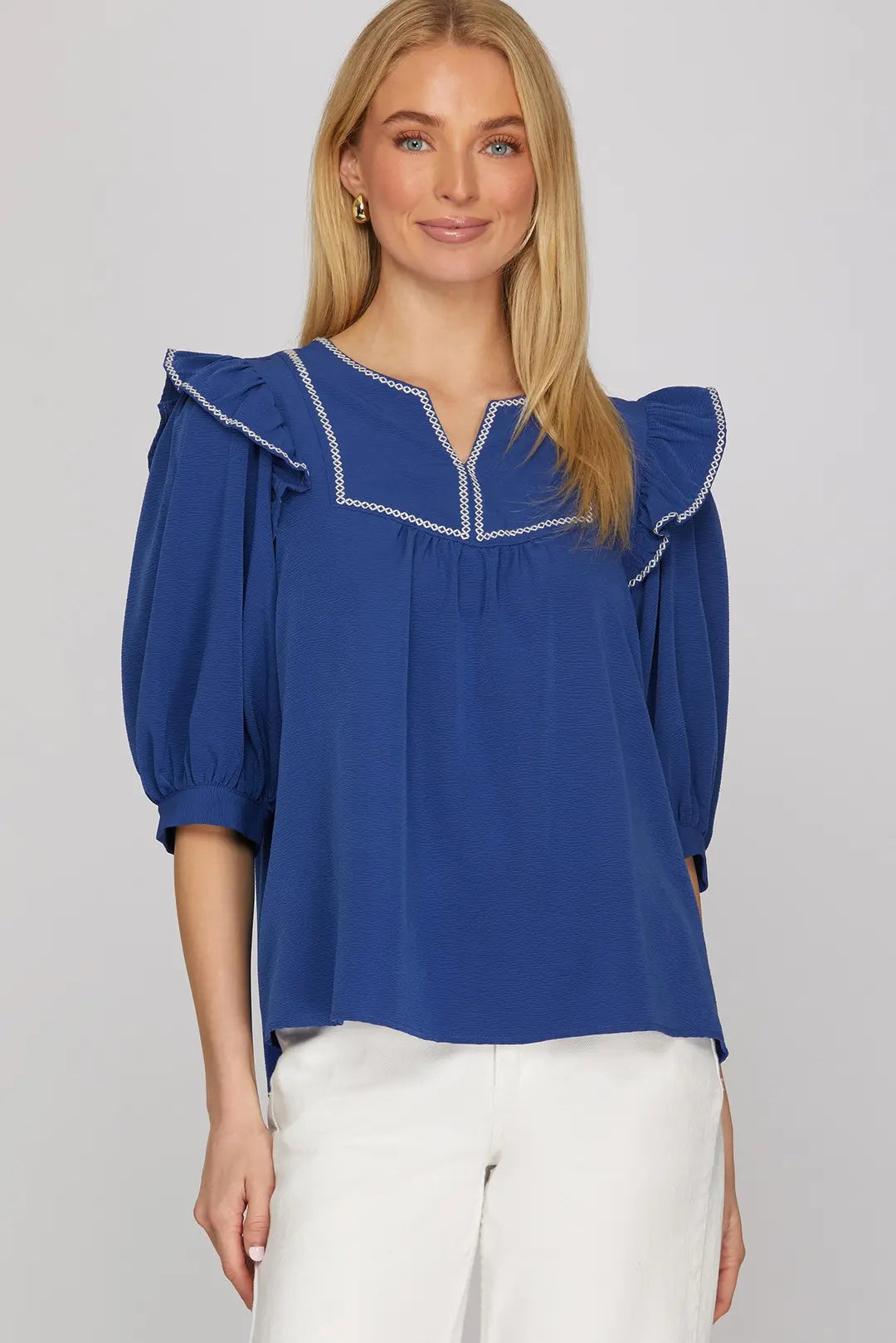 She + Sky Blue Embroidered Top (ST1441)