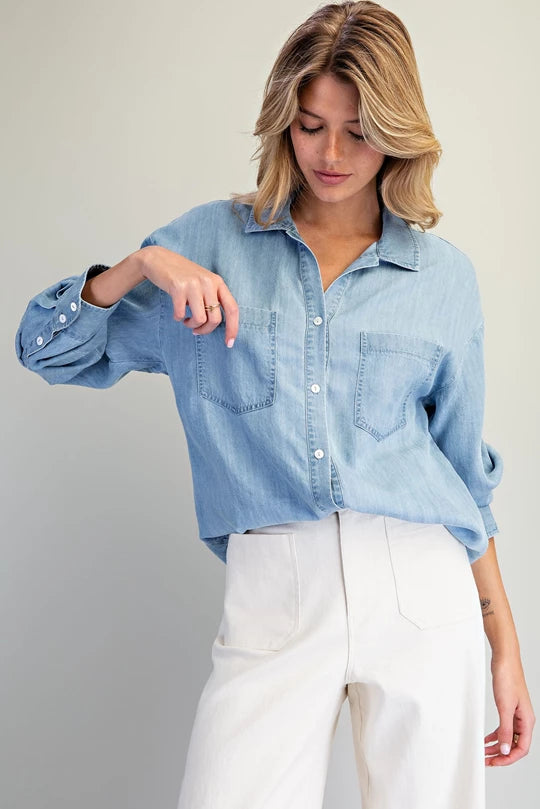 ee:some Denim Button Up Shirt (TK16404)