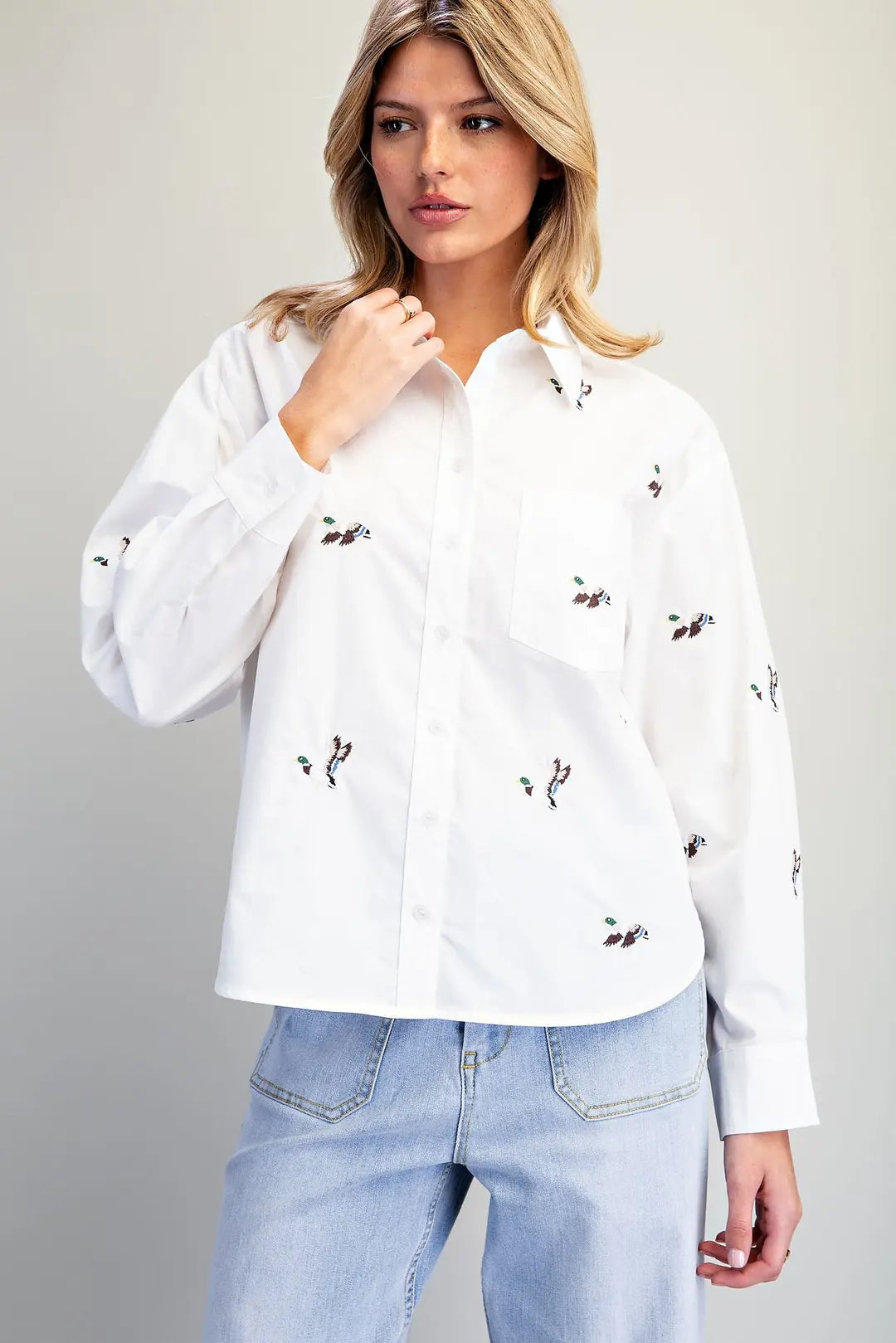 ee:some Off White Embroidered Mallard Duck Shirt (TH17285)