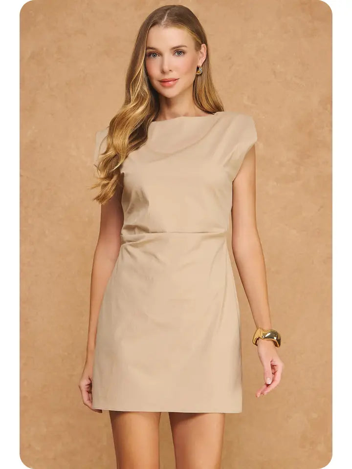 Strut and Bolt Taupe Cap Sleeve Mini Dress