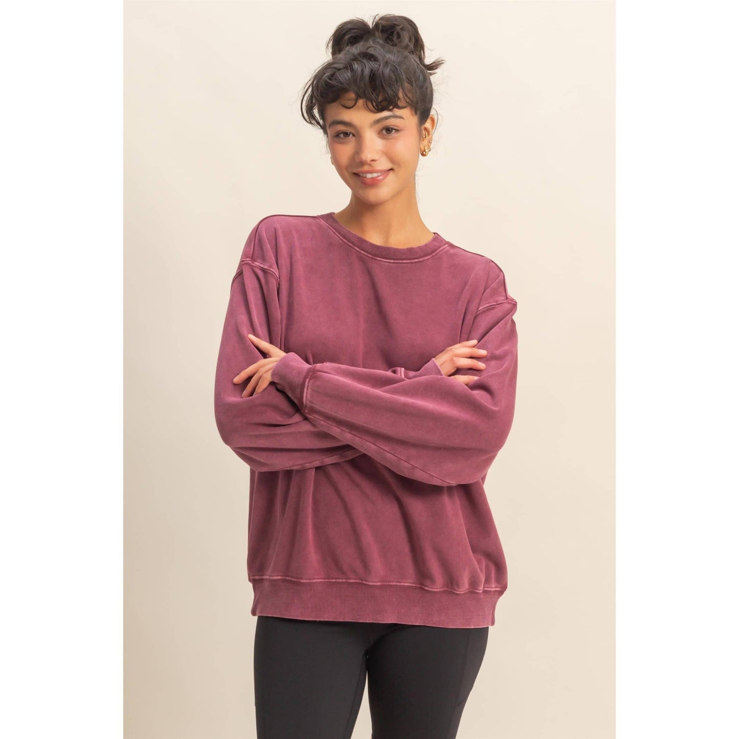 Oversized Mineral Washed Sweatshirt Chestnut