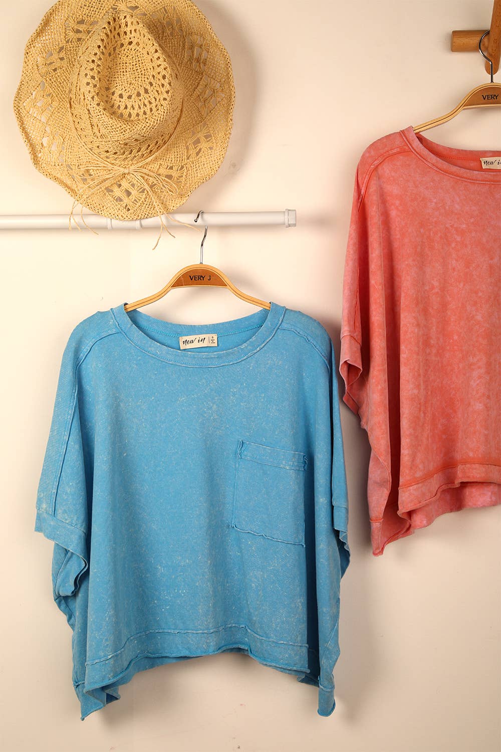 Mineral Washed Oversized Crop Comfy Knit Top Pink