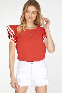 She + Sky Flutter Sleeve Top
