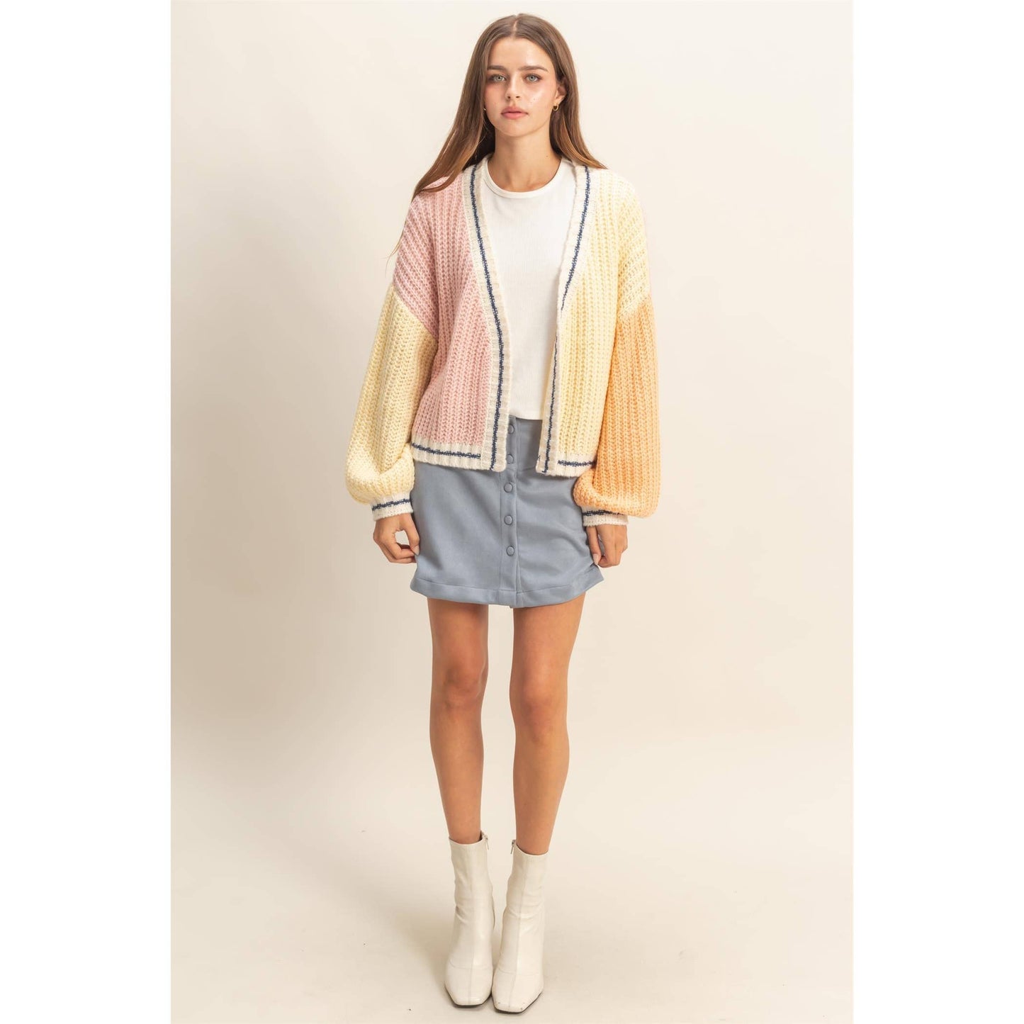 Oversized Color Block Cardigan