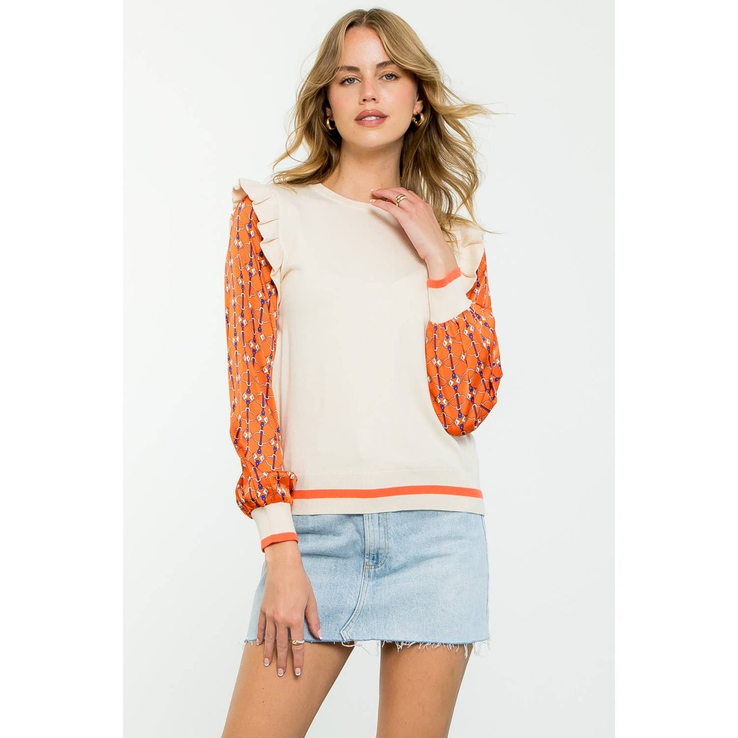 Mixed Media Long Sleeve Top