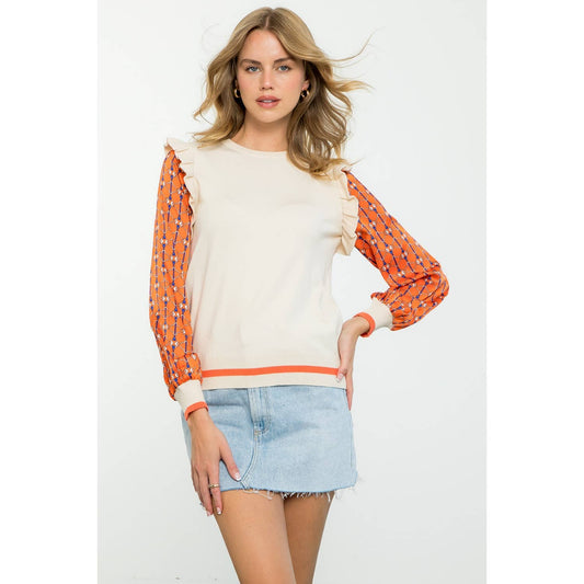 Mixed Media Long Sleeve Top