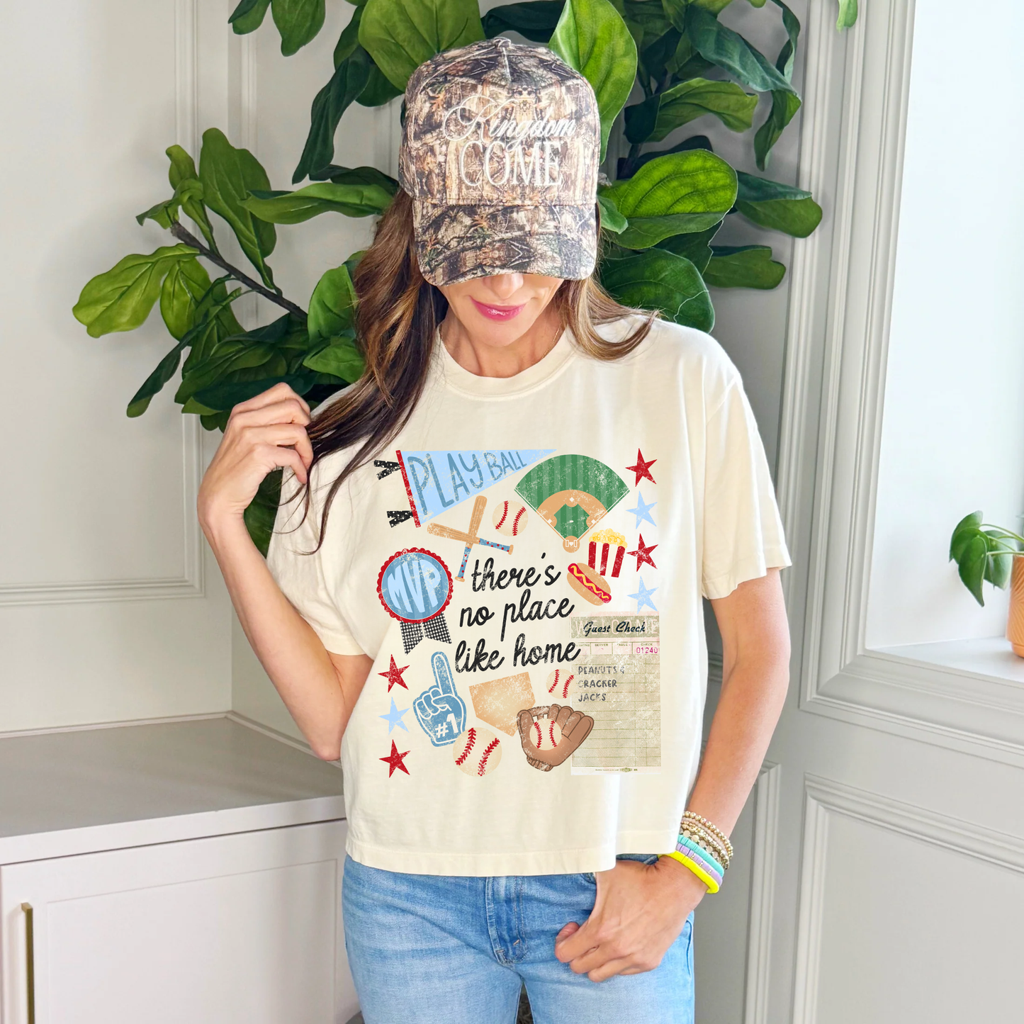 Poppy & Pine No Place Like Home Baseball Collage Crop Tee