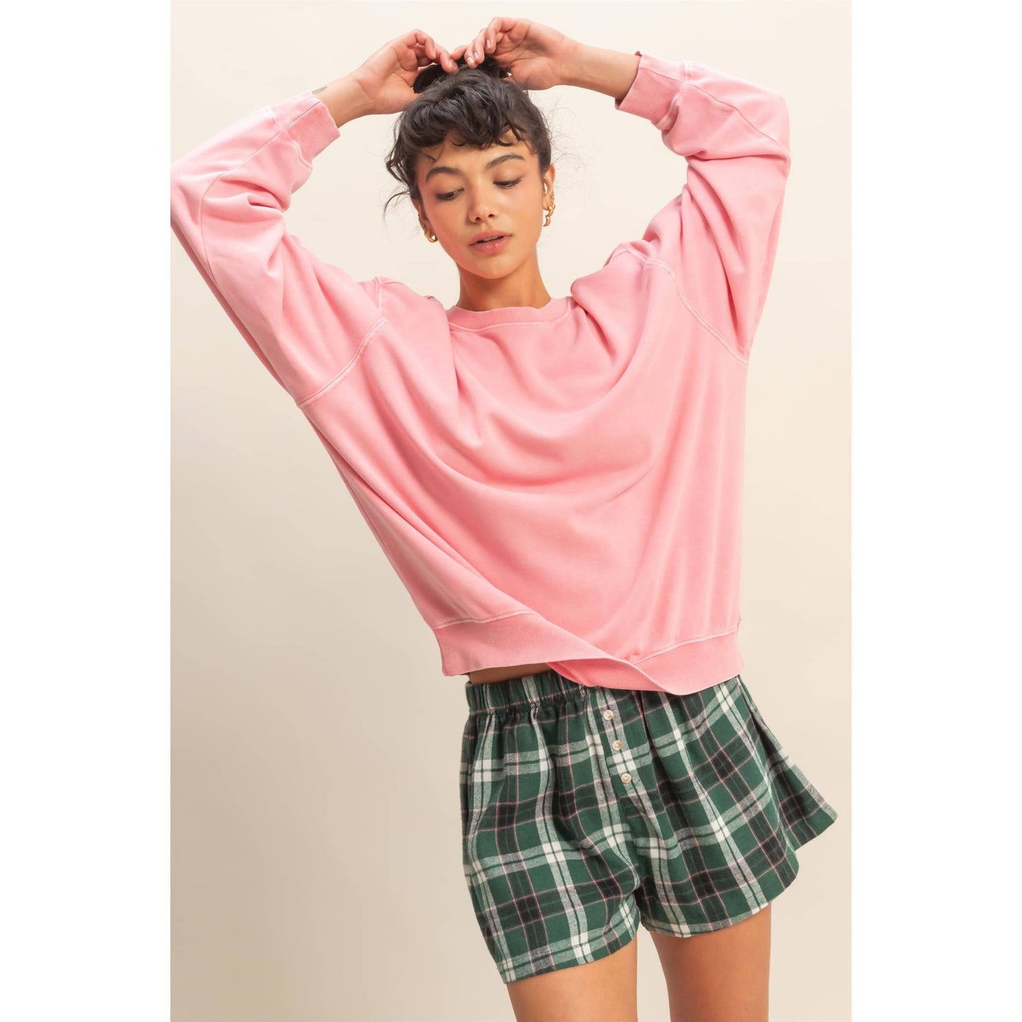 Oversized Mineral Washed Sweatshirt Chestnut
