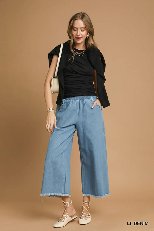 Umgee Washed Denim with Fringe