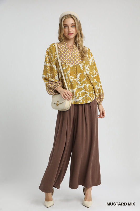 Umgee Mustard Print Shirt
