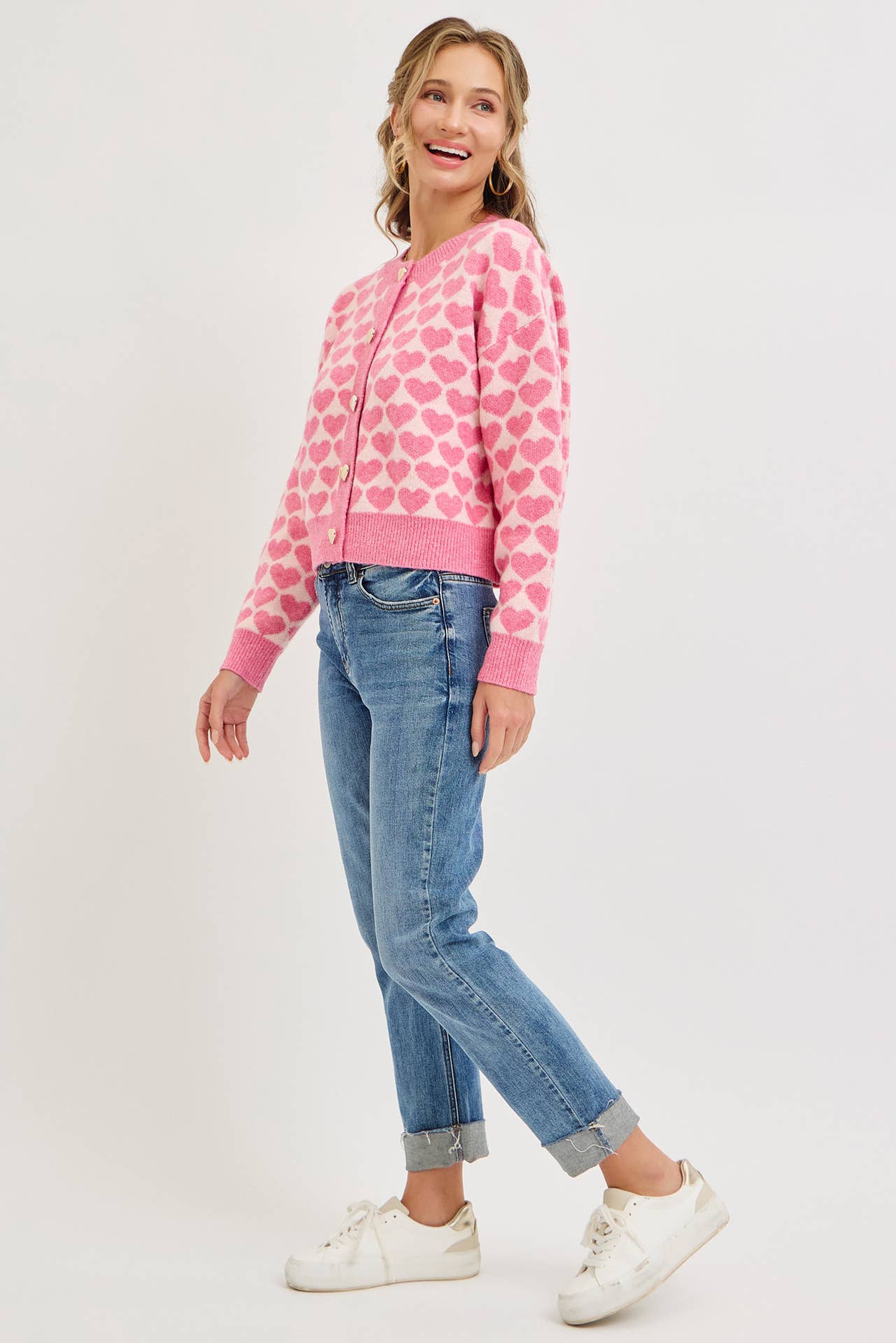 VALENTINE SWEET HEART BUTTON CARDIGAN
