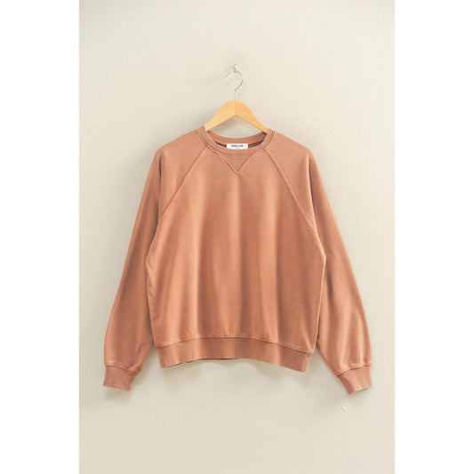 Mineral Washed Crew Neck Raglan Sleeve Sweatshirt