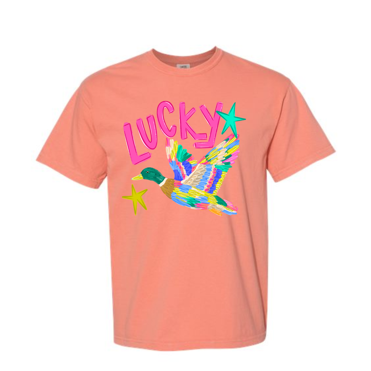 Lucky Colorful Duck Graphic Tee | Comfort Colors
