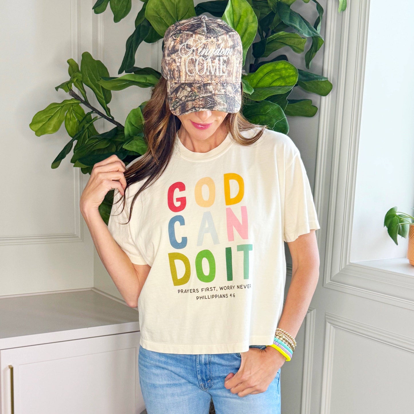 Poppy & Pine God Can Do It Crop Tee