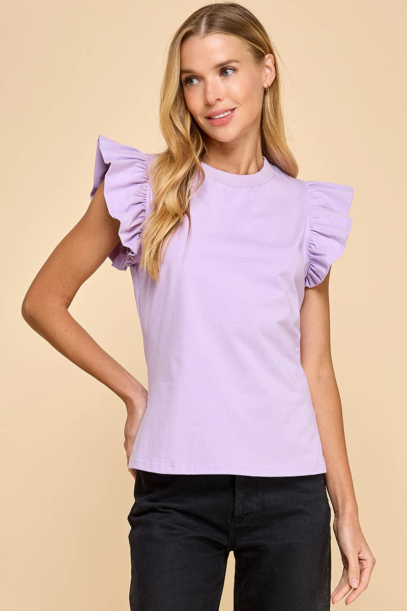 TCEC Ruffle Sleeve Poplin Top
