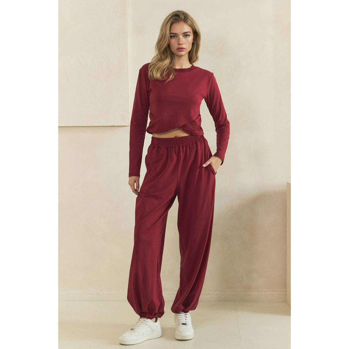 Veveret Cozy Burgundy Twist Lounge Set (VP72845SET-R)