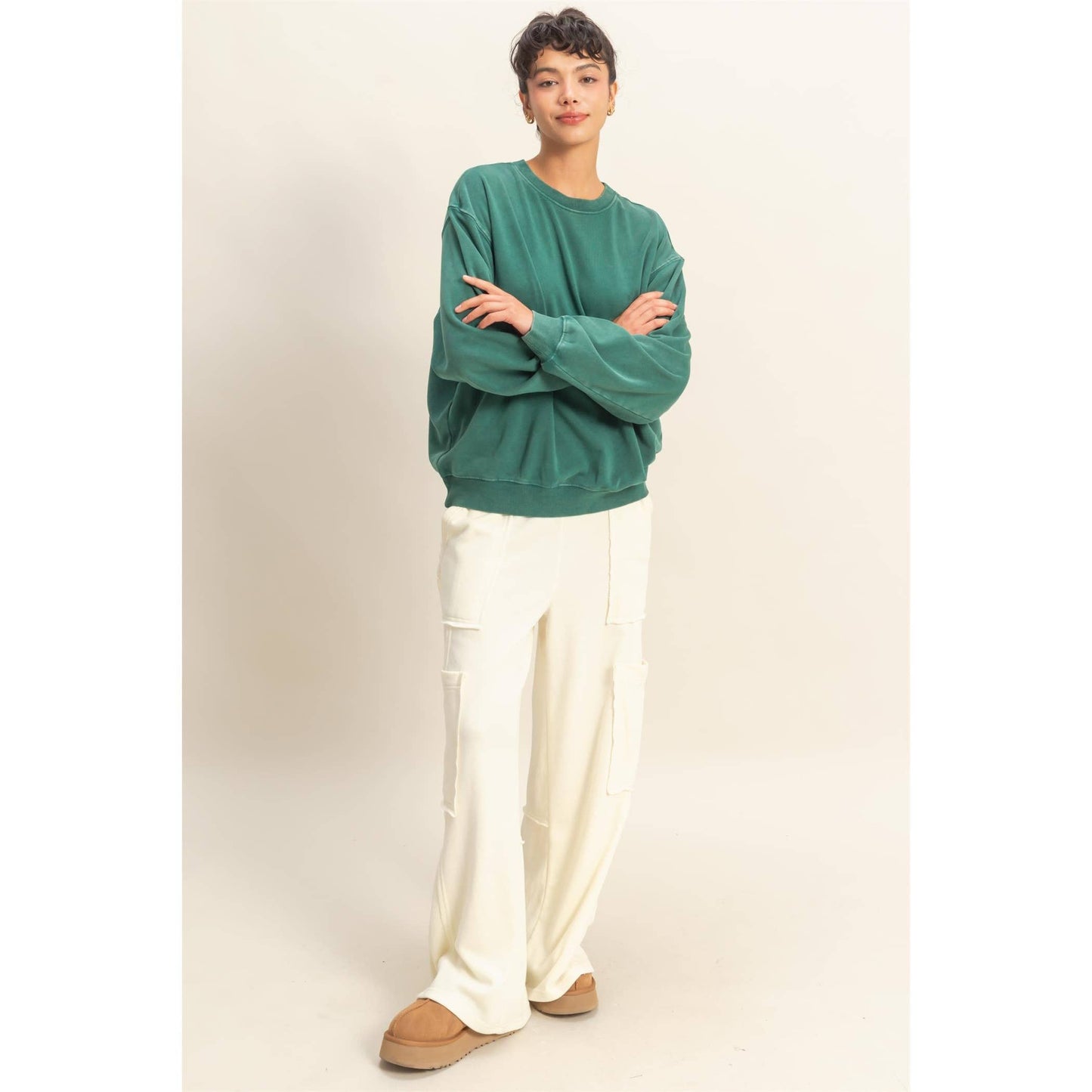 Oversized Mineral Washed Sweatshirt Chestnut