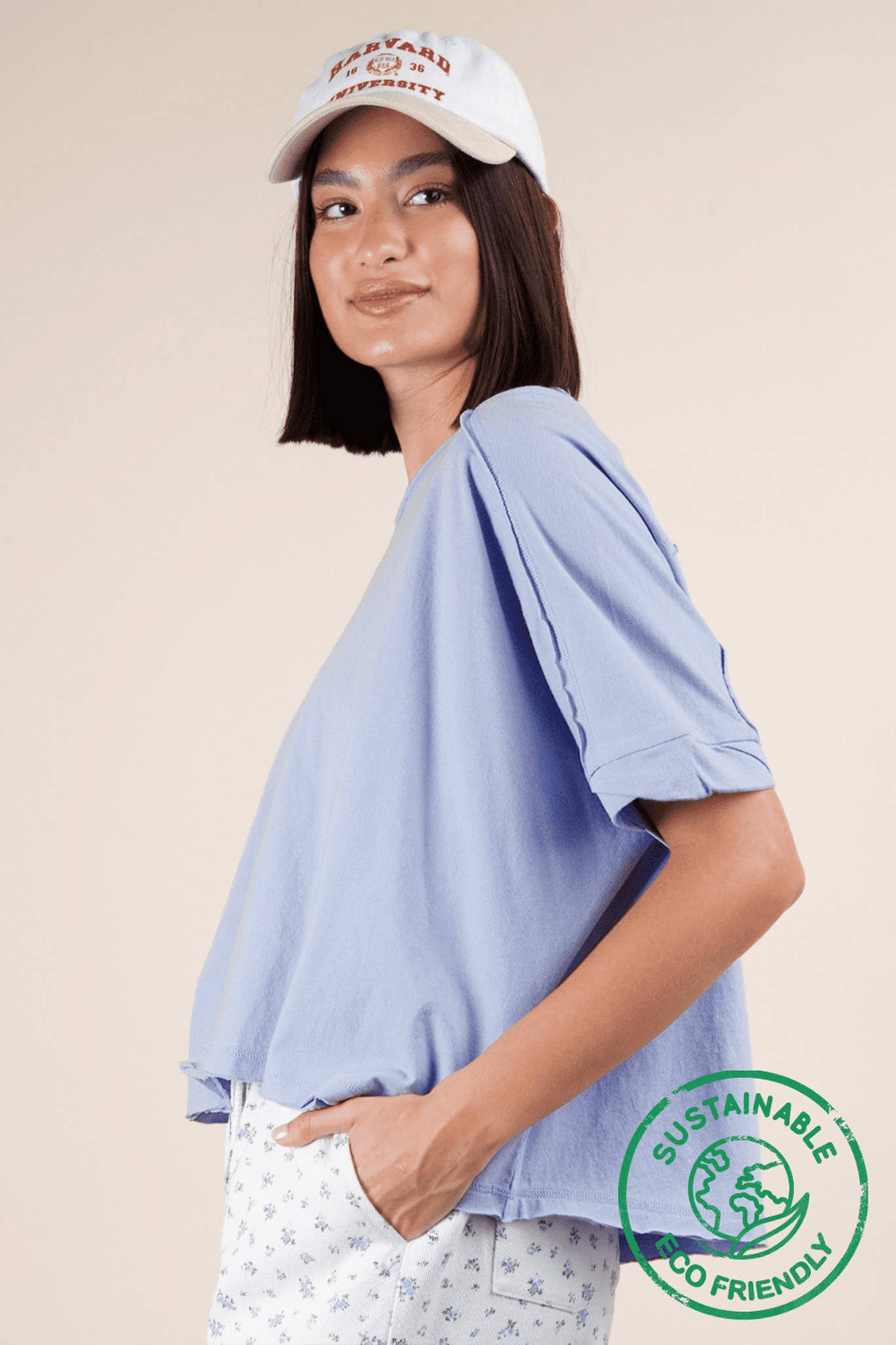 NT12068-ECO Oversized Crop Comfy Knit Top White