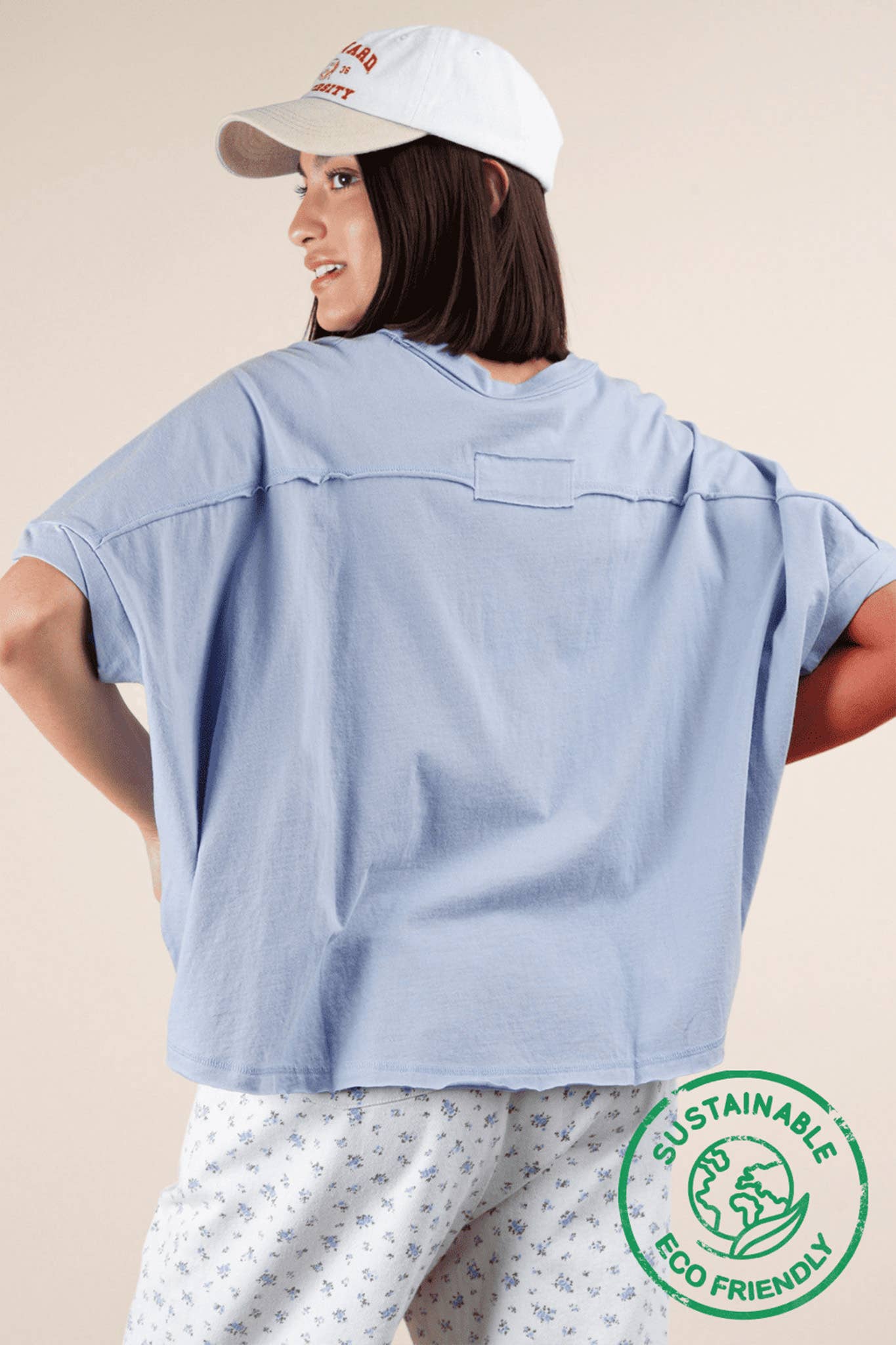 NT12068-ECO Oversized Crop Comfy Knit Top White