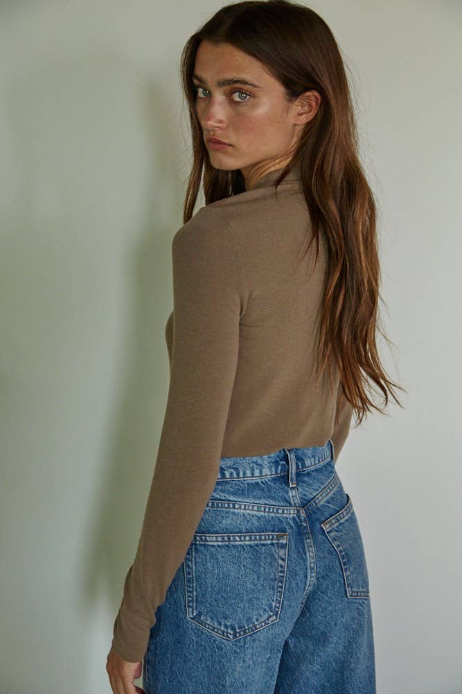 Knit Mock Neck Long Sleeve Pullover Top