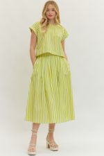 Entro Lime Striped Short Sleeve Set (T30296) (T30296)