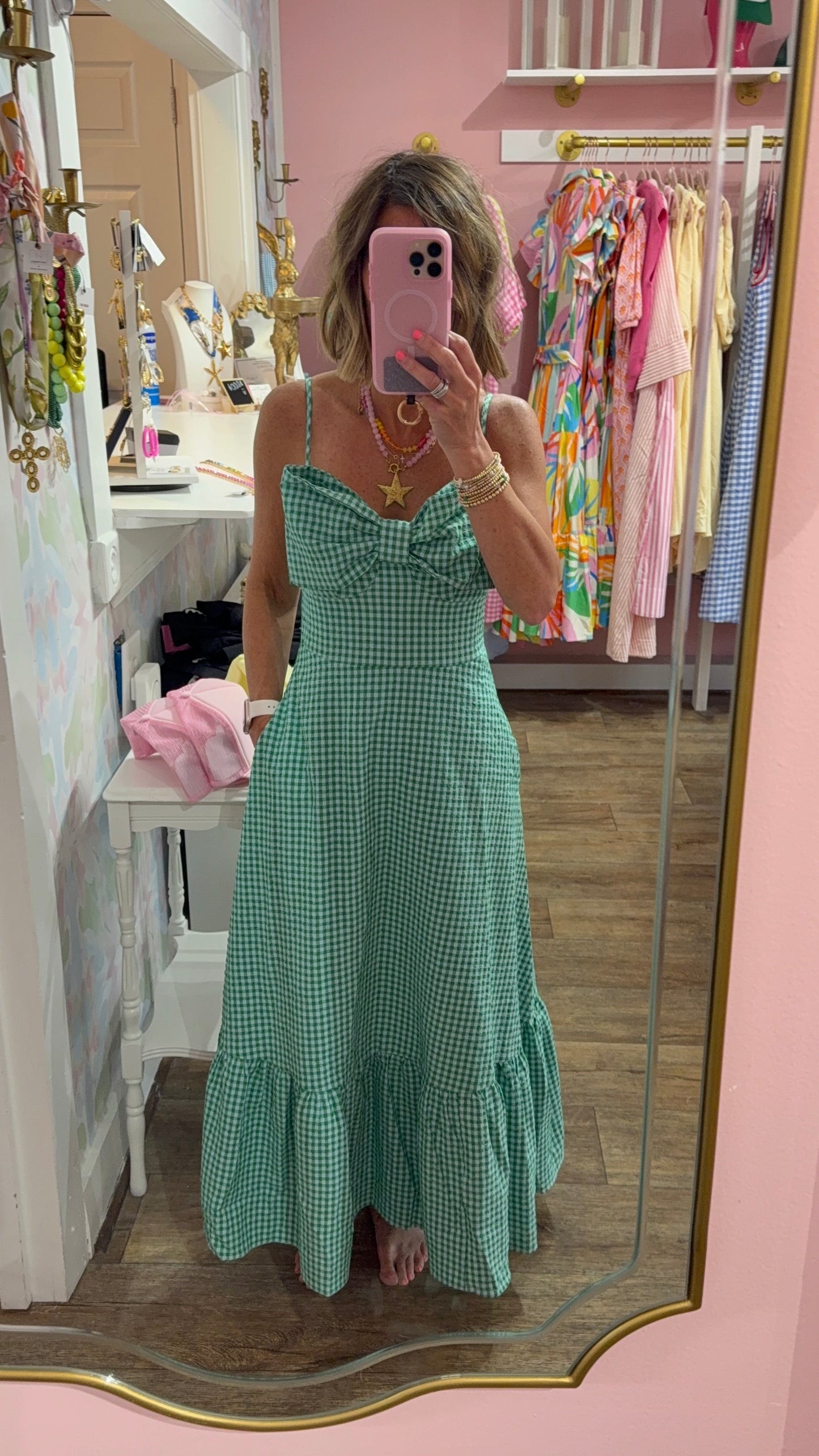 THML Bow Gingham Dress
